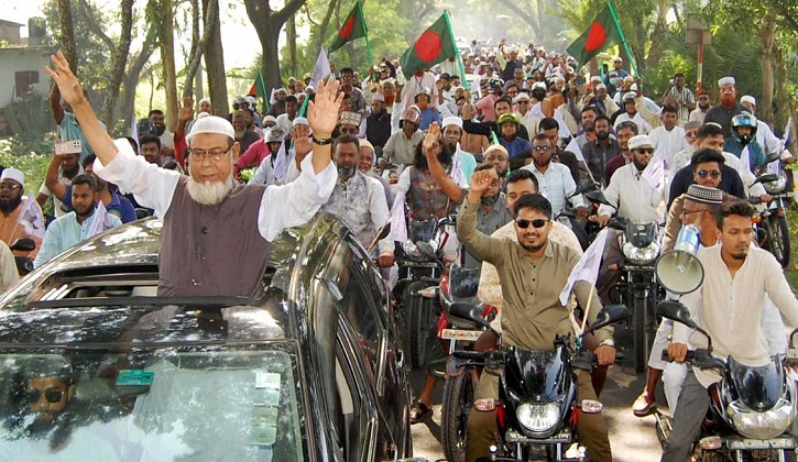 বগুড়া-৭: খালেদা জিয়ার আসনে জামায়াতের বিশাল মোটরসাইকেল শোভাযাত্রার